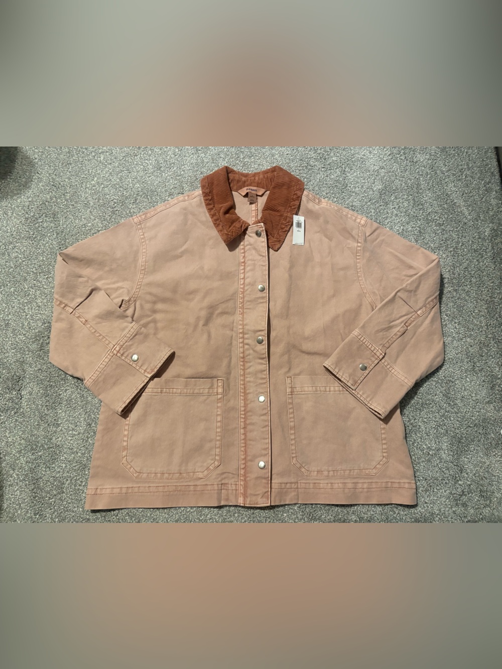 Women's Dusty Rose Demin Jacket with Brown Corduroy Collar